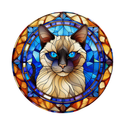 Cat Siamese Glass Suncatcher Worktop Saver